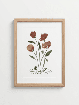 Rust & Green Bouquet – Watercolor Floral Print